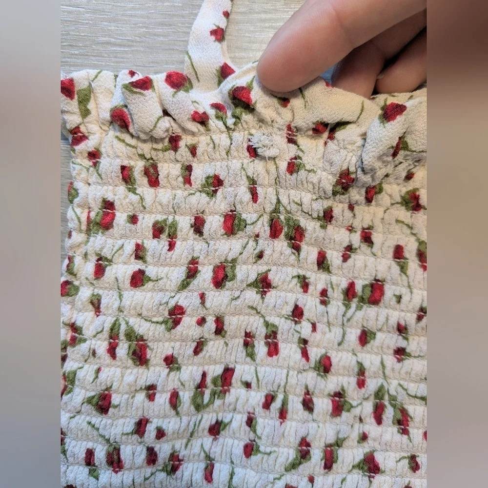 Reformation White Red Floral Smocked Halter Flowy Seabreeze Mini Dress - Picture 9 of 13